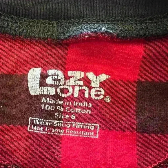 ✨Lazy One Bear Cheeks trap door kids 6 flame retardant Plaid Onesie Flapjack - Picture 4 of 8